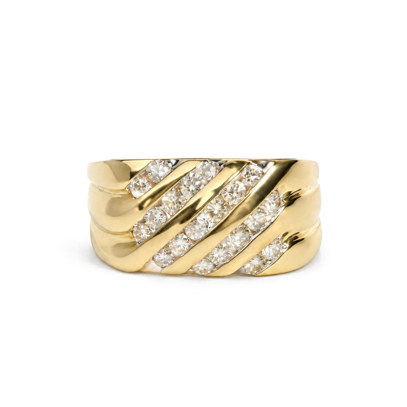 Men's 10K Yellow Gold 1.00 Cttw Channel Set Diamond 5 Row Band Ring Men's 10K Yellow Gold 1.00 Cttw Channel Set Diamond 5 Row Band Ring-0