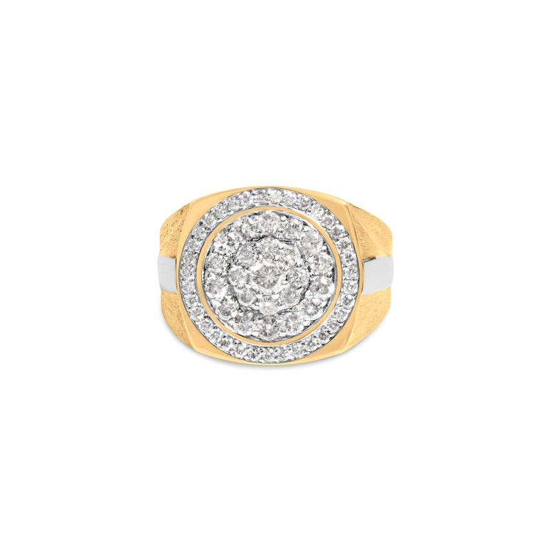 10K Yellow Gold 1 1/2 Cttw Diamond Cluster and Halo Signet Mens Ring (K-L Color, I1-I2 Clarity) 10K yellow gold signet ring with cluster and halo diamond stones