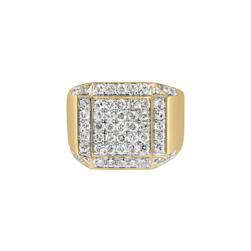 Men's 10K Yellow Gold 2 1/8 Cttw Diamond Composite Cluster Cocktail Ring Band 10K yellow gold ring with cluster of round diamond stones