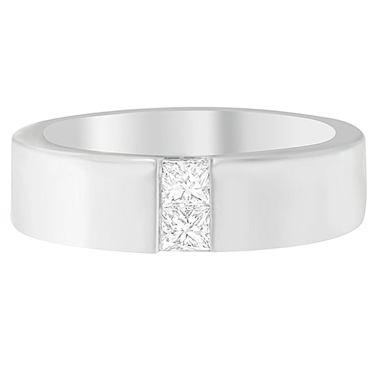 14K white gold ring with 4 channel-set diamond stones