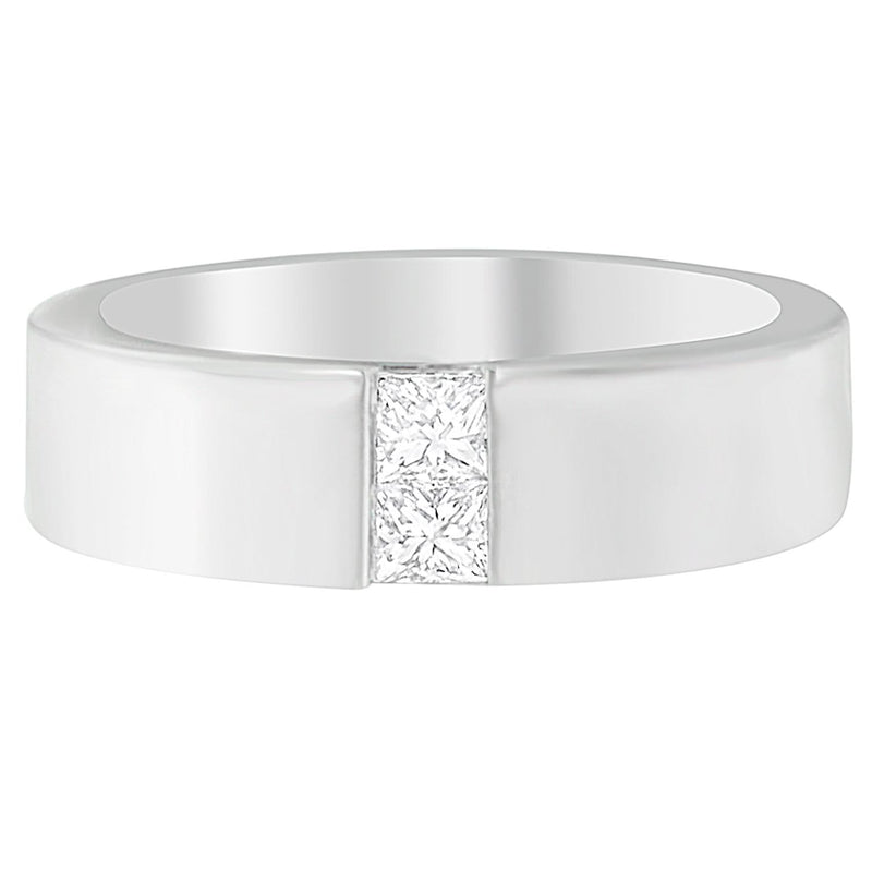 Men's 14K White Gold 1/4 ct.TDW Diamond Channel Band Ring (G-H, VS1-VS2) 14K white gold ring with 4 channel-set diamond stones