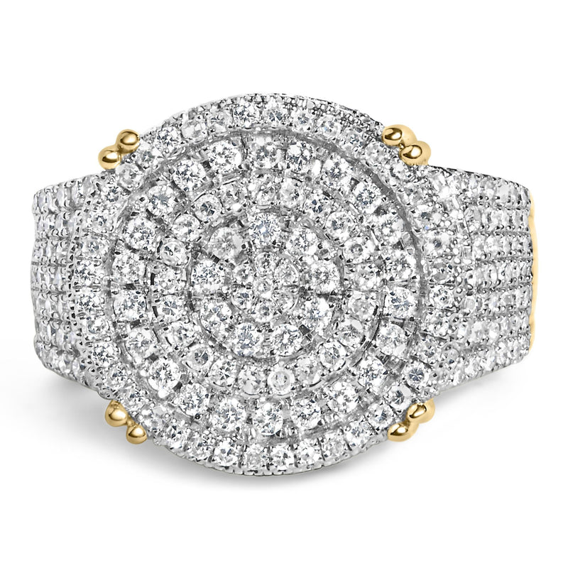 Men's 10K Yellow Gold 2-1/10 Cttw Diamond Concentric Circles Cocktail Ring Men's 10K Yellow Gold 2-1/10 Cttw Diamond Concentric Circles Cocktail Ring-0