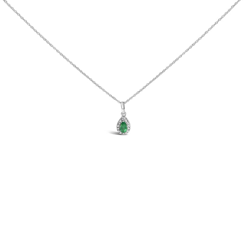 10K White Gold 5x3mm Gemstone and Diamond Accent Halo Pear Shape 18 10K White Gold 5x3mm Gemstone and Diamond Accent Halo Pear Shape 18