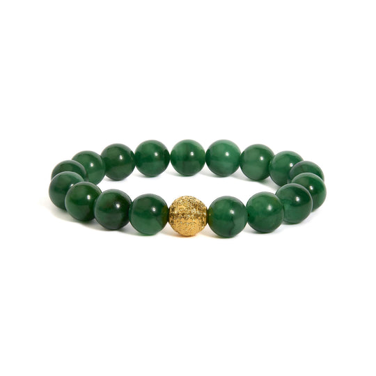 18K Yellow Gold Aventurine Beaded Charm Bracelet-0