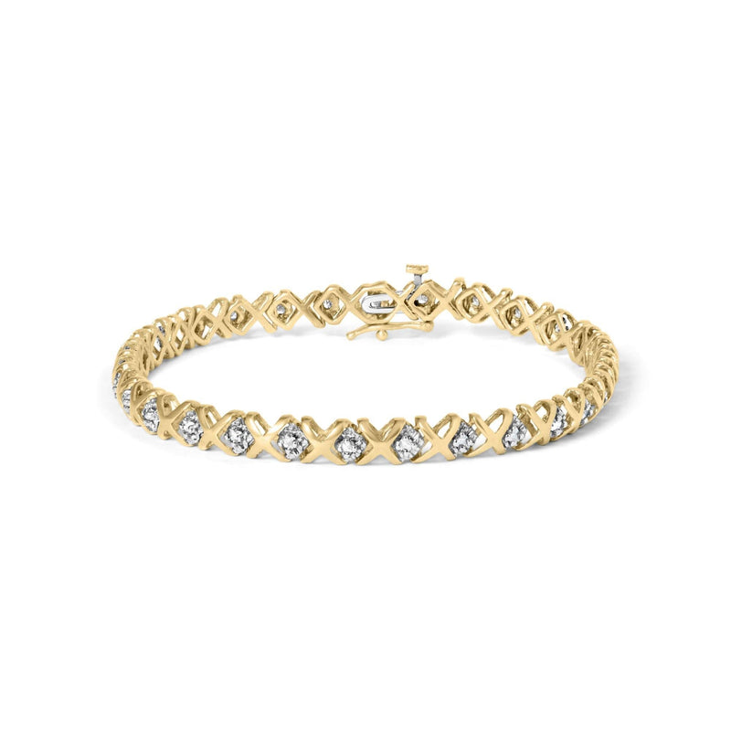 10K Yellow Gold 1/2 Cttw Diamond Alternating X-Link Bracelet 10K Yellow Gold 1/2 Cttw Diamond Alternating X-Link Bracelet-0