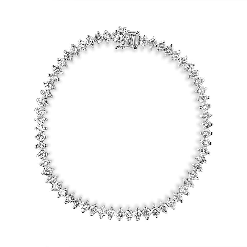 14K White Gold 5 1/2 Cttw Round Diamond 2-Prong Tennis Bracelet (H-I Color, SI2-I1 Clarity) - 7 14K white gold tennis bracelet with round diamond stones in 2-prong settings