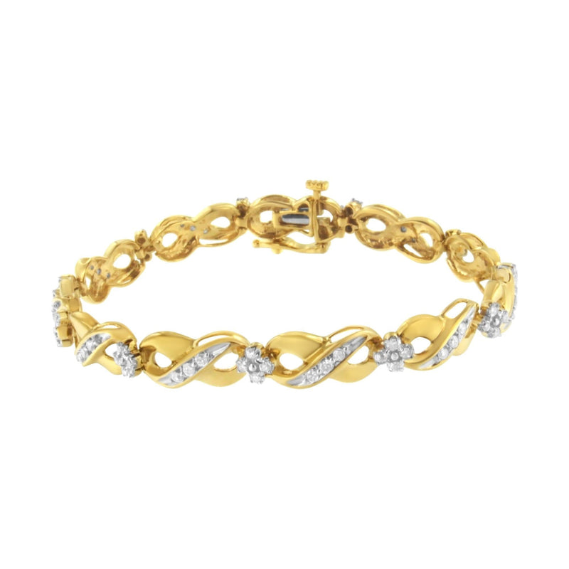 10K Yellow Gold Round-Cut Diamond Infinite Love Bracelet (1.00 cttw, I-J Color, I2-I3 Clarity) 10K yellow gold infinity bracelet with round diamond stones, 1.00 cttw