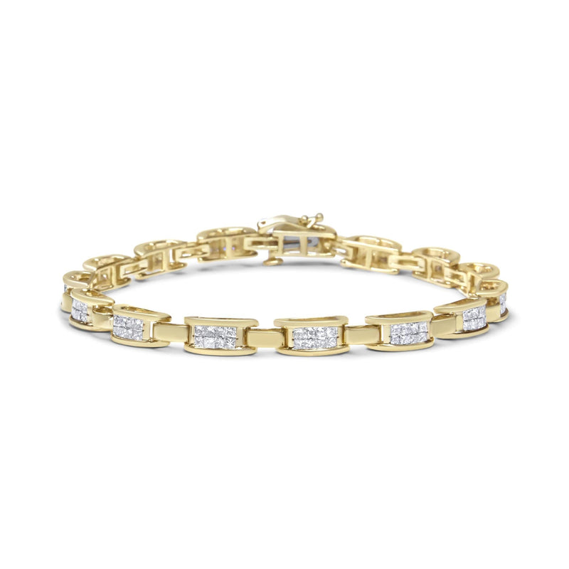14K Yellow Gold Princess-Cut Diamond Links of Love Bracelet (2.00 cttw, H-I Color, SI2-I1 Clarity) 14K yellow gold bracelet with princess-cut diamond stones, 2.00 ct