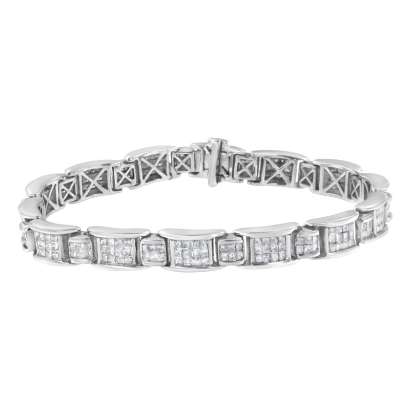 18K White Gold 5.0 Carat Princess Diamond Buckle Link Bracelet 18K White Gold 5.0 Carat Princess Diamond Buckle Link Bracelet-0