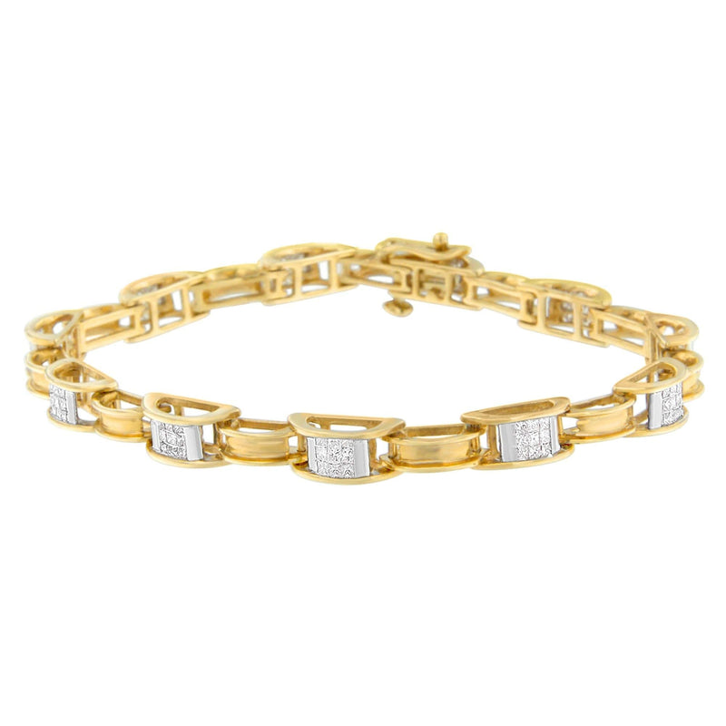 14K Yellow Gold Princess Cut Diamond Chain Link Bracelet (1.00 cttw, H-I Color, SI1-SI2 Clarity) 14K yellow gold bracelet with princess cut diamond stones