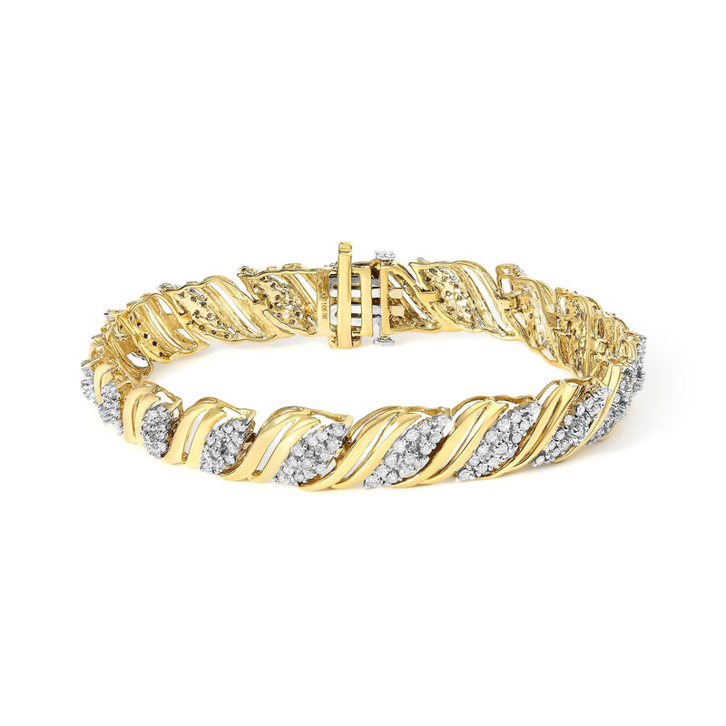10K Yellow Gold 2.0 Cttw Diamond S-Link Twist Design Link Bracelet 10K Yellow Gold 2.0 Cttw Diamond S-Link Twist Design Link Bracelet-0