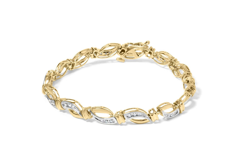 10K Yellow and White Gold 1/2 Cttw Channel Set Diamond Infinity Link 7 10K white gold tennis bracelet with channel-set diamond infinity links