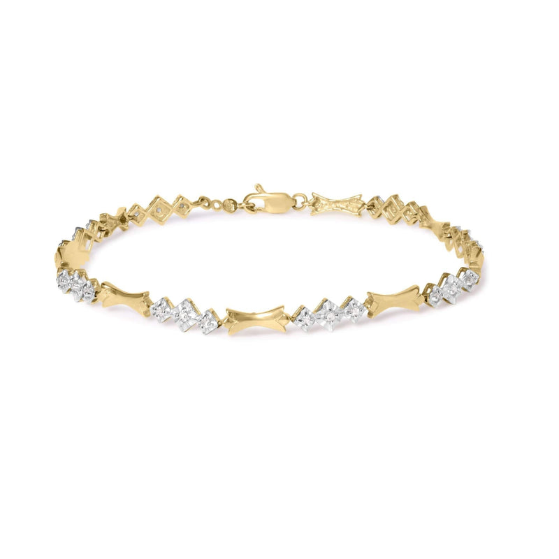 10k Gold 1/3 Cttw Diamond Miracle Set Alternating Bar and Link Bracelet (I-J Color, I1-I2 Clarity) - 7.75 10K gold diamond bracelet with alternating bar and link miracle-set stones