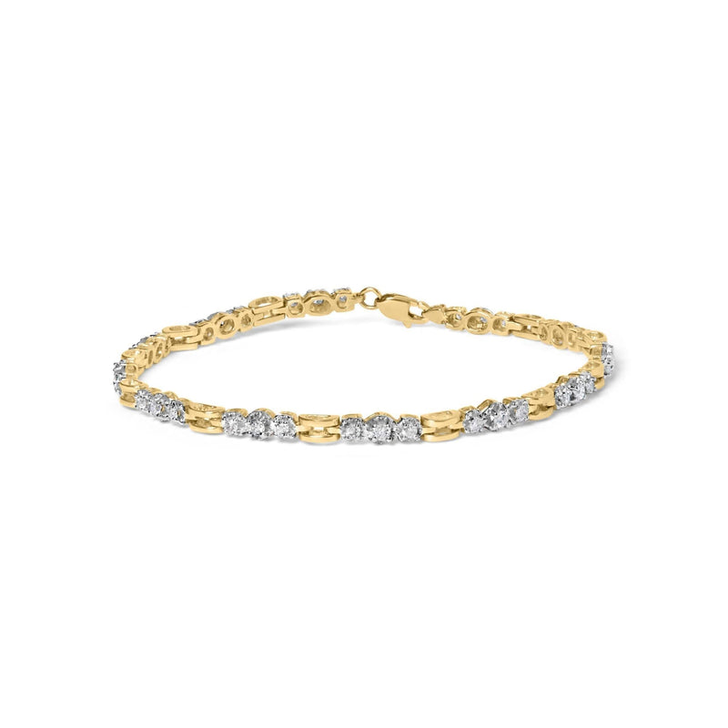 10k Yellow Gold 1.00 Cttw Diamond 3 Stone Link Bracelet (I-J Color, I1-I2 Clarity) -7.25 10K yellow gold bracelet with 3 round diamond stones