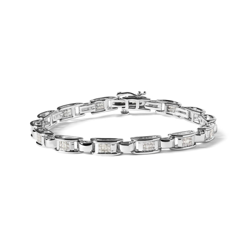 14K White Gold 1.00 Cttw Princess-Cut Diamond Link Bracelet (I-J Color, I1-I2 Clarity) - Size 7.25 14K White Gold 1.00 Cttw Princess-Cut Diamond Link Bracelet (I-J Color, I1-I2 Clarity) - Size 7.25-0