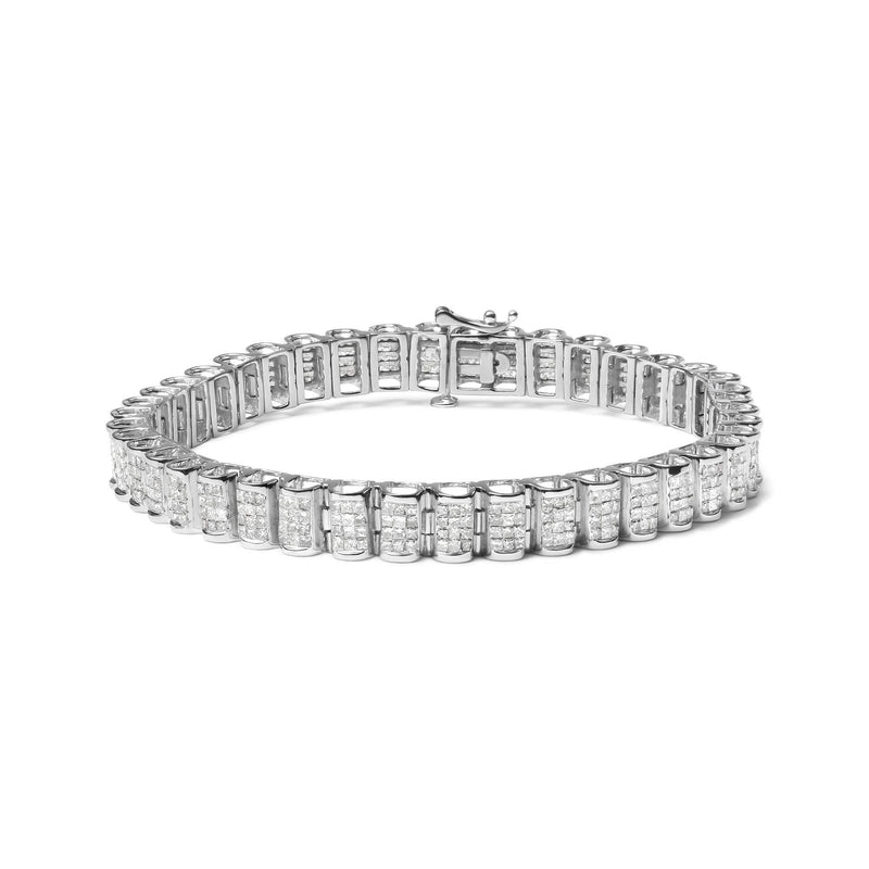 14K Gold 5.00 Cttw Square Princess Cut White Diamond Rectangular Invisible Set Link Tennis Bracelet (H-I Color, SI2-I1 Clarity) - 7.5” Inches 14K gold tennis bracelet with princess cut white diamond stones