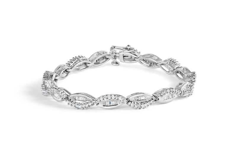 14K White Gold 2.00 Cttw Diamond Swirl and Pear Shape Link Bracelet (I-J Color, I2-I3 Clarity) - 7 14K white gold bracelet with pear diamond swirl and link design