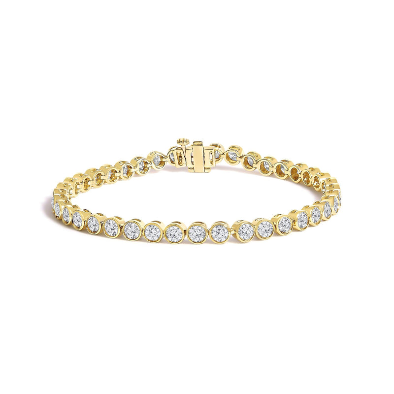 10K Yellow Gold 8.0 Cttw Bezel Set Round Diamond Tennis Bracelet 10K Yellow Gold 8.0 Cttw Bezel Set Round Diamond Tennis Bracelet-0