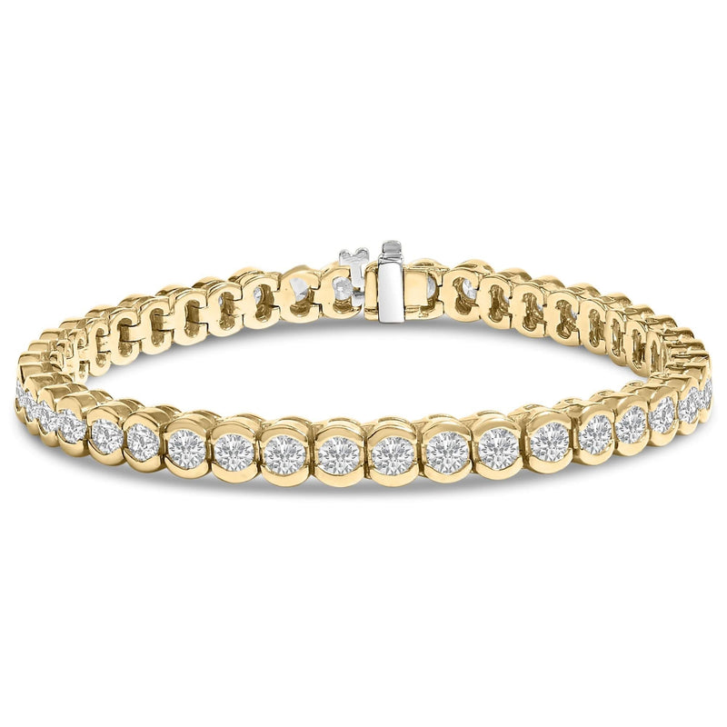 14K Yellow Gold 8.00 Cttw Half Bezel Set Diamond Tennis Bracelet (H-I Color, SI2-I1 Clarity) - 7 14K yellow gold tennis bracelet with half-bezel set diamond stones