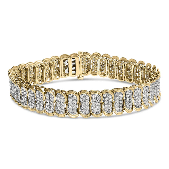 10K Yellow Gold 4.0 Cttw Diamond S-Link Bracelet-0