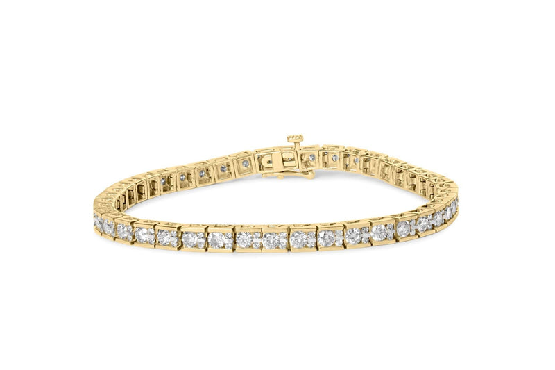 10K Yellow Gold 4.00 Cttw Channel Set Round Diamond Tennis 7 10K yellow gold tennis bracelet with round diamond stones channel set