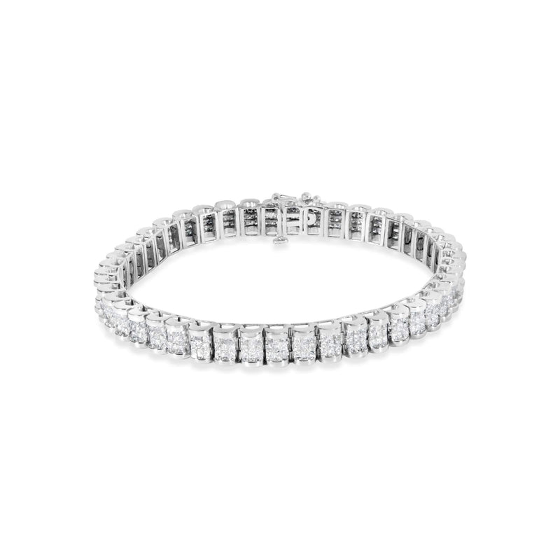 14K White Gold 5.00 Cttw Invisible Set Princess-Cut Diamond Belt and Buckle Tennis 7 14K white gold bracelet with invisible-set princess-cut diamond stones