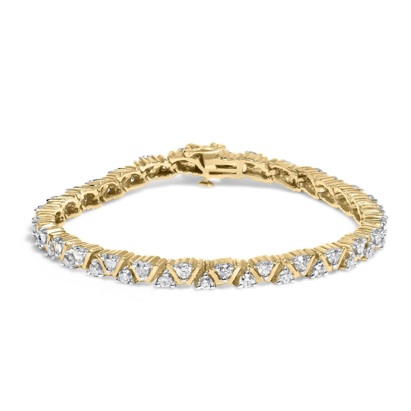 14K Yellow Gold Round-Cut Diamond Bracelet (4.00 cttw, H-I Color, I1-I2 Clarity) 14K yellow gold bracelet with round diamond stones in a continuous line