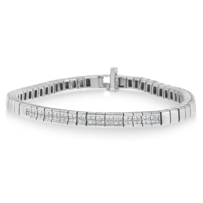 14K White Gold Princess Cut Diamond Bracelet (1.00 cttw, H-I Color, SI1-SI2 Clarity) 14K white gold bracelet with princess cut diamond stones