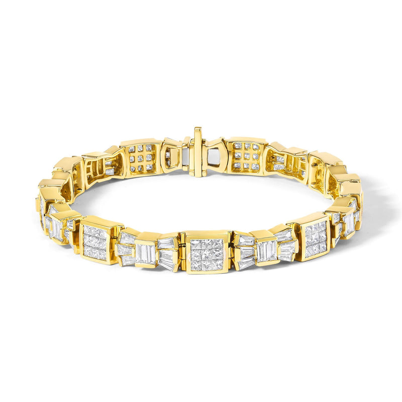 14K Yellow Gold 9.0 Cttw Diamond Alternating Bow and Box Link Bracelet (G-H Color, VS1-VS2 Clarity)- 7 14K Yellow Gold 9.0 Cttw Diamond Alternating Bow and Box Link Bracelet (G-H Color, VS1-VS2 Clarity)- 7