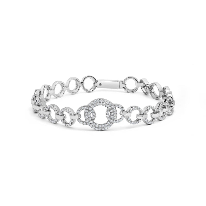 .925 Sterling Silver 1.00 Cttw Diamond Interlinking Open Circle Link Bracelet 925 sterling silver bracelet with round diamond interlinking open circle links