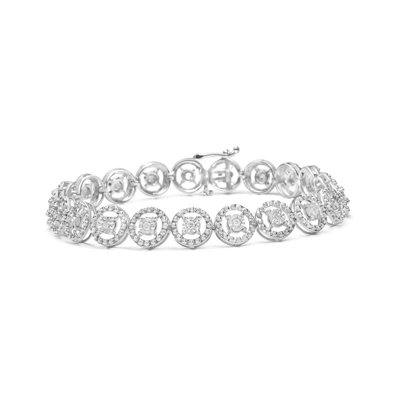 .925 Sterling Silver 1/2 Cttw Diamond Nested Circle Miracle Set Open Wheel 7.25 .925 Sterling Silver 1/2 Cttw Diamond Nested Circle Miracle Set Open Wheel 7.25