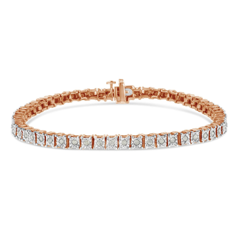 .925 Sterling Silver 1.0 Cttw Diamond Square Frame Miracle-Set Tennis Bracelet (I-J Color, I3 Clarity) - 8 .925 Sterling Silver 1.0 Cttw Diamond Square Frame Miracle-Set Tennis Bracelet (I-J Color, I3 Clarity) - 8