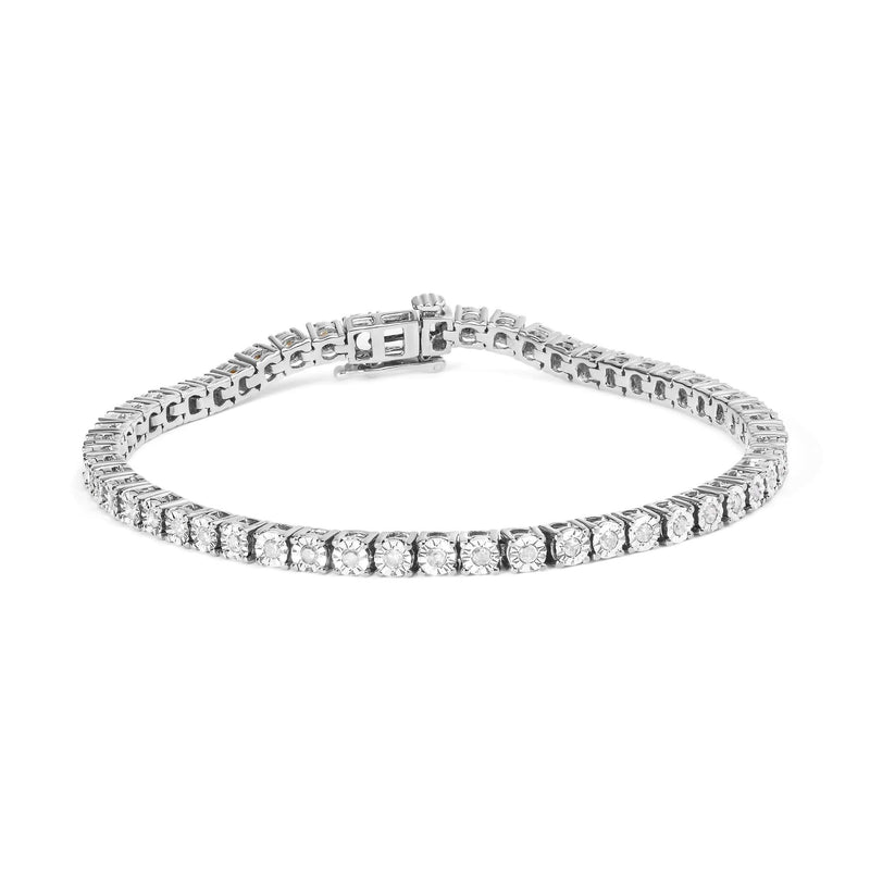 IGI Certified .925 Sterling Silver 1.0 Cttw Miracle-Set Diamond Round Miracle Plate Tennis Bracelet (I-J Color, I3 Clarity) IGI Certified .925 Sterling Silver 1.0 Cttw Miracle-Set Diamond Round Miracle Plate Tennis Bracelet (I-J Color, I3 Clarity)-0