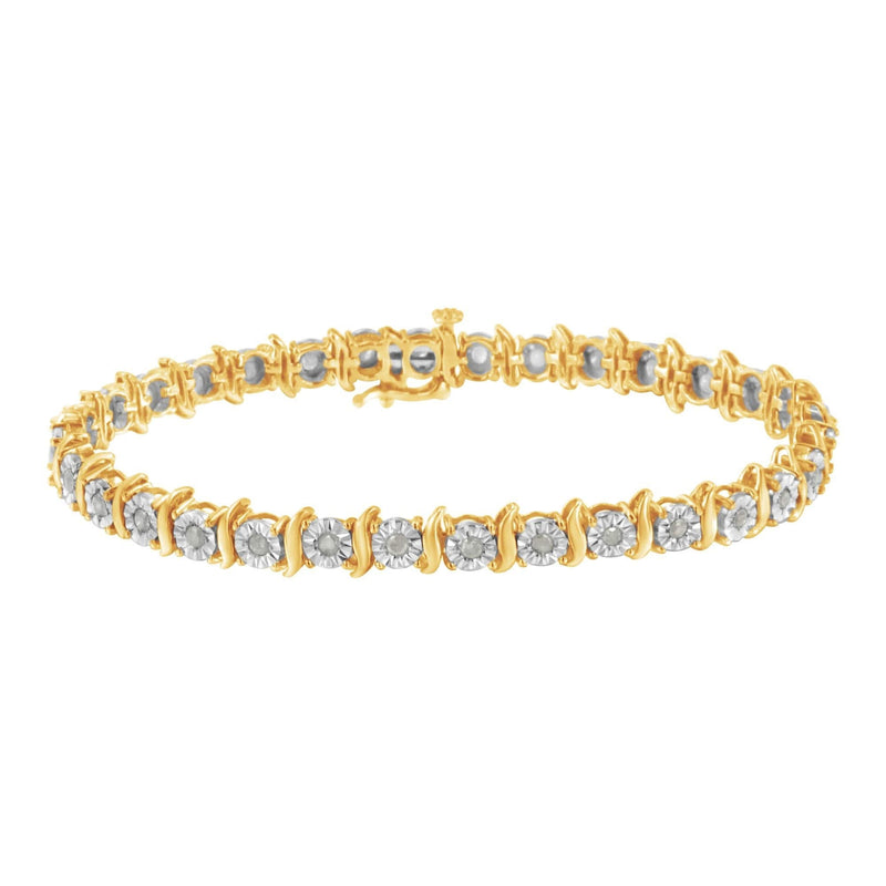 .925 Sterling Silver 1.0 Cttw Diamond S-Curve Link Miracle-Set Tennis Bracelet (I-J Color, I3 Clarity) .925 Sterling Silver 1.0 Cttw Diamond S-Curve Link Miracle-Set Tennis Bracelet (I-J Color, I3 Clarity)-2