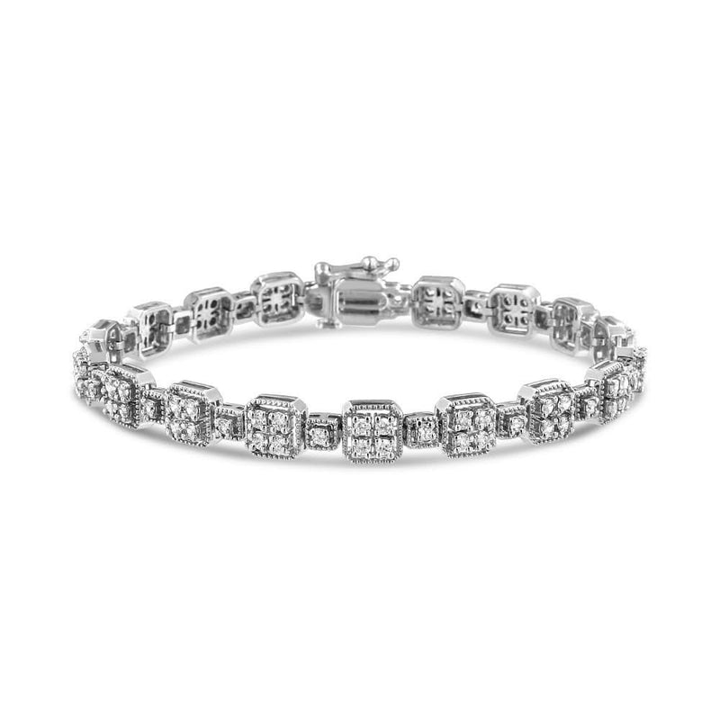 10K Gold 2.0 Cttw Diamond Square Link Bracelet (J-K Color, I2-I3 Clarity) - Size 7.25 10K gold bracelet with square link diamond stones, 2.0 carats total