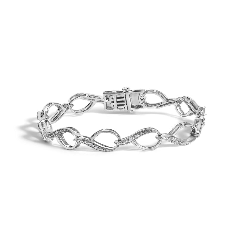 Sterling Silver 1/10 Cttw Diamond Accent Swirl Link Bracelet Sterling Silver 1/10 Cttw Diamond Accent Swirl Link Bracelet-0