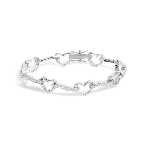 10K White Gold 2.0 Cttw Diamond Heart Link Bracelet-0