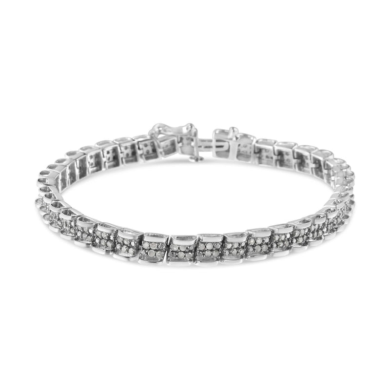 .925 Sterling Silver 2.0 Cttw Diamond 7 925 sterling silver bracelet with round diamonds in miracle plate links