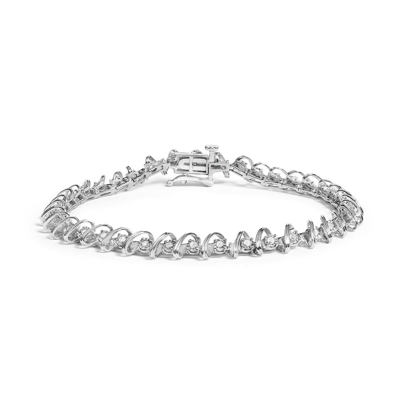 .925 Sterling Silver 1/2 Cttw Diamond Miracle-Set 7 925 sterling silver tennis bracelet with a line of round diamond stones