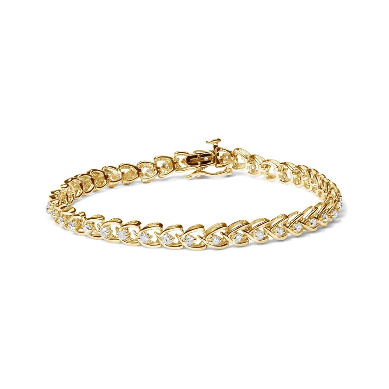 .925 Sterling Silver 1.00 Cttw Diamond C-Shaped Link Bracelet (I-J Color, I3 Clarity) .925 Sterling Silver 1.00 Cttw Diamond C-Shaped Link Bracelet (I-J Color, I3 Clarity)-1