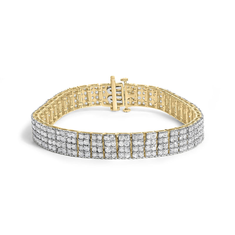 IGI Certified 14K Yellow Gold Plated Sterling Silver 10.0 Cttw Diamond 4 Row Tennis Bracelet IGI Certified 14K Yellow Gold Plated Sterling Silver 10.0 Cttw Diamond 4 Row Tennis Bracelet-0