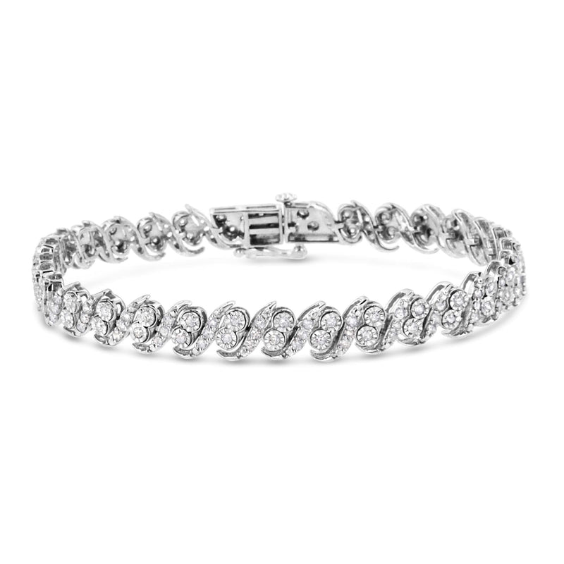 .925 Sterling Silver 2.0 Cttw Round-Cut Diamond 925 sterling silver bracelet with round diamond S-link design
