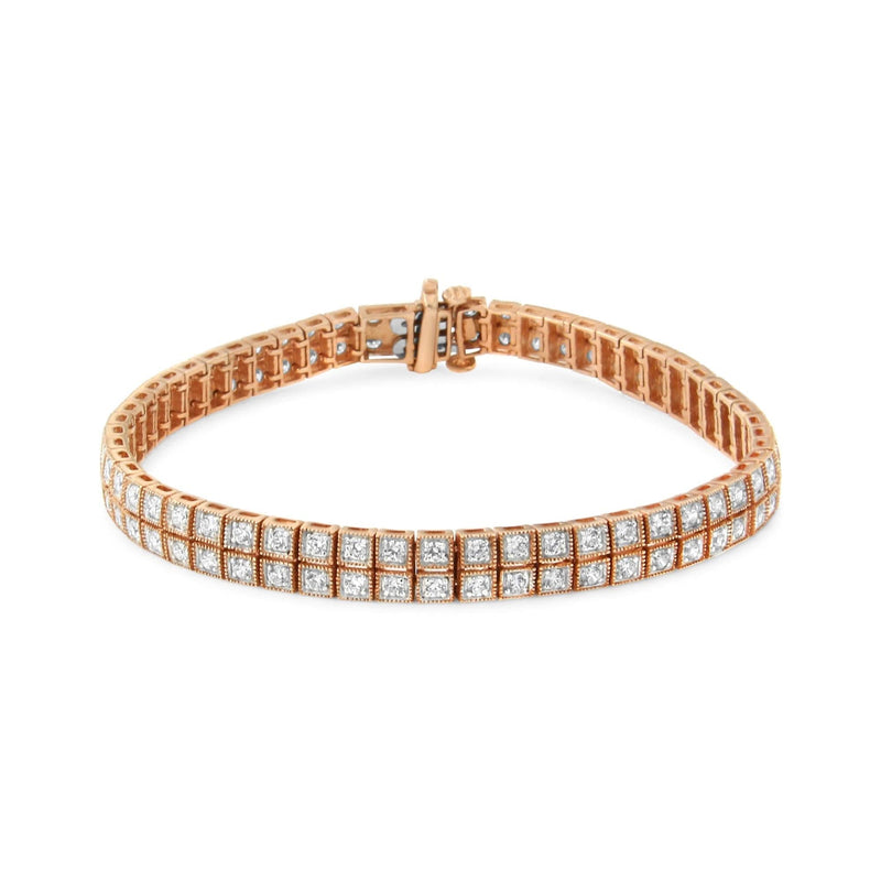 14K Rose Gold 3.0 Cttw Lab Grown Diamond Two Row Milgrain 7 14K Rose Gold 3.0 Cttw Lab Grown Diamond Two Row Milgrain 7