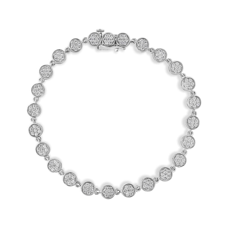 .925 Sterling Silver 2.0 Cttw Round Diamond Link Bracelet (G-H Color, I1-I2 Clarity) - 7.25 925 sterling silver bracelet with round diamond stones in a link line