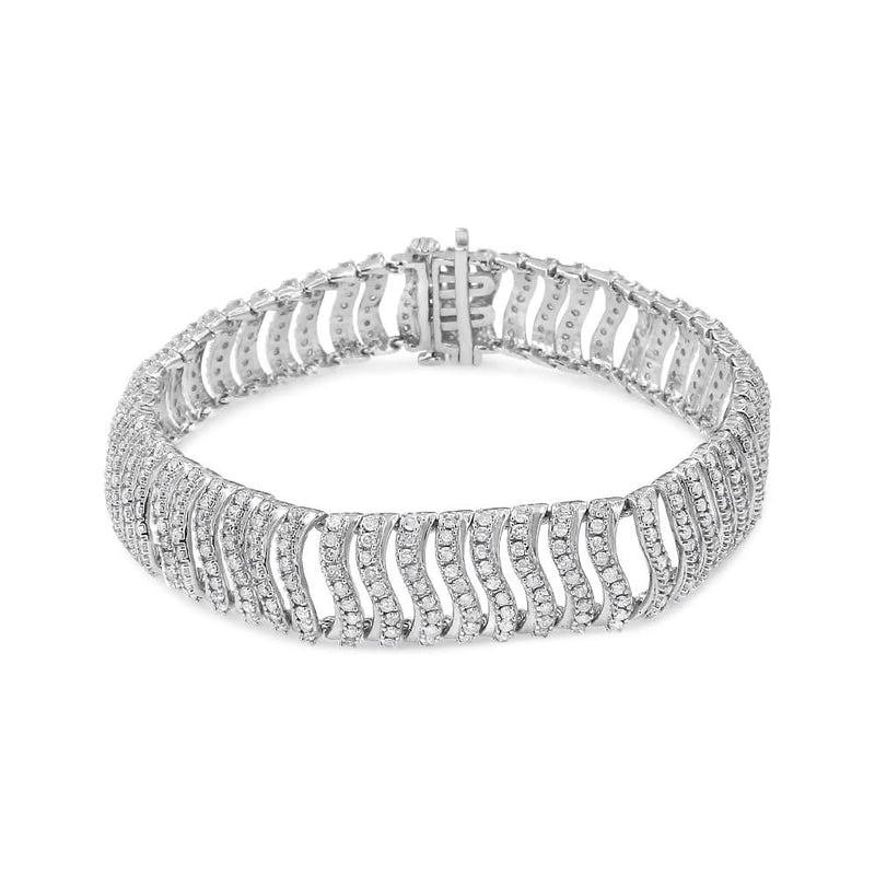 .925 Sterling Silver 5.00 Cttw Round-Cut Diamond 925 sterling silver bracelet with round diamond stones in S-shaped links