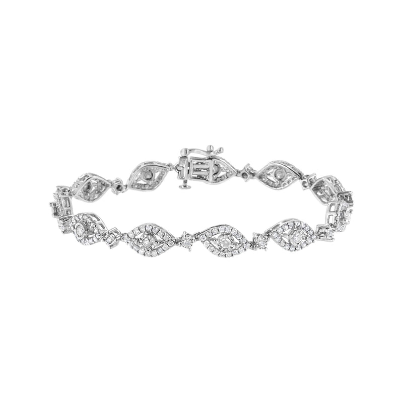 .925 Sterling Silver 2 1/2 Cttw Diamond Pear Shaped and Bezel Link Bracelet (I-J Color, I2-I3 Clarity) - 7.5 .925 Sterling Silver 2 1/2 Cttw Diamond Pear Shaped and Bezel Link Bracelet (I-J Color, I2-I3 Clarity) - 7.5