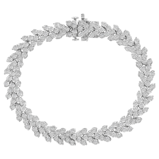 .925 Sterling Silver 2.00 Cttw Miracle Set Diamond Laurel Wreath Link Bracelet (I-J color, I3 clarity) - 7.25"-0