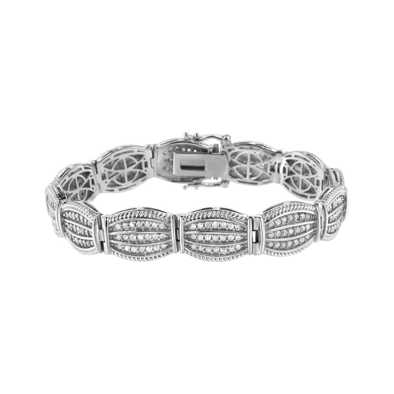 .925 Sterling Silver 3.0 Cttw Prong Set Diamond Art Deco Style Tennis Bracelet (I-J Color, I2-I3 Clarity) - 7.25 925 sterling silver tennis bracelet with prong-set round diamond stones
