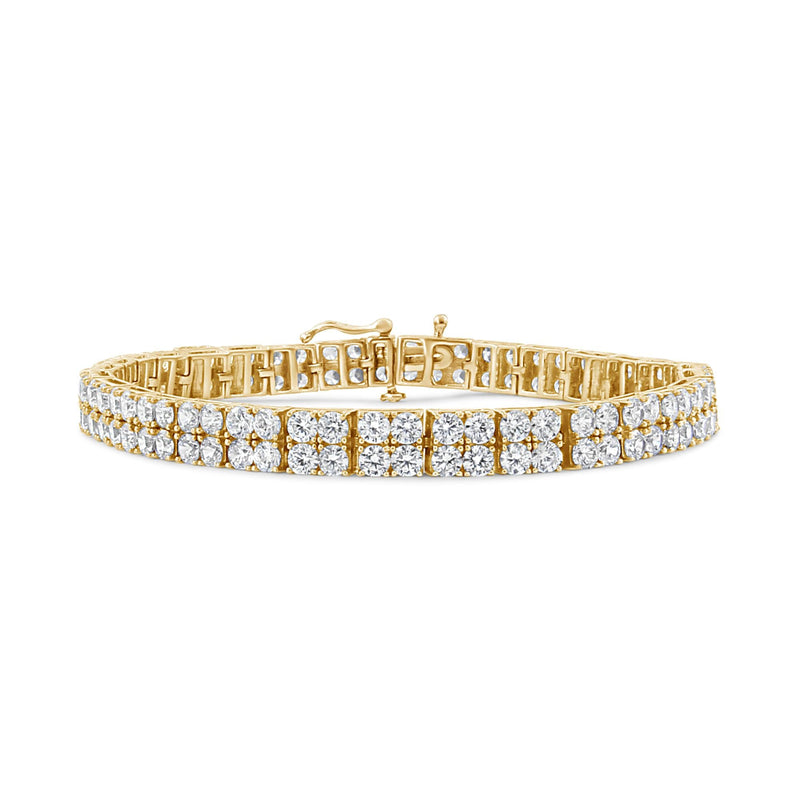 14K Yellow Gold 10.0 Cttw Diamond 2 Row Tennis Bracelet (L-M Color, I2-I3 Clarity) - Size 7.25 Inches 14K Yellow Gold 10.0 Cttw Diamond 2 Row Tennis Bracelet (L-M Color, I2-I3 Clarity) - Size 7.25 Inches-0