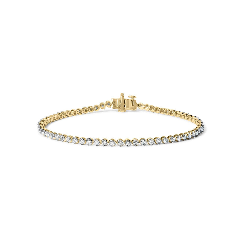10K Yellow Gold Plated Sterling Silver 1.0 Cttw Round Diamond Tennis Bracelet 10K yellow gold bracelet with round diamond stones totaling 1.0 carat